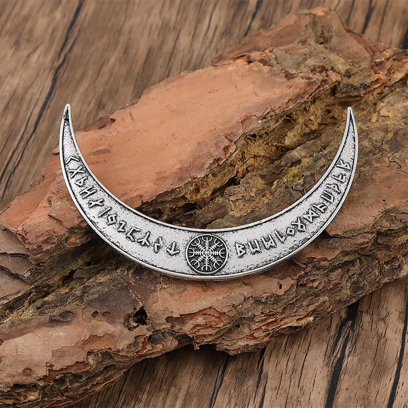 Accesorio para el cabello con forma de media luna de estilo retro, horquilla con runas vikingas de Odín, adorno para el cabello de estilo nórdico noruego, regalo para amigos, ideal para el Día de San Valentín, el Día de la Madre o como regalo de cumpleaños.