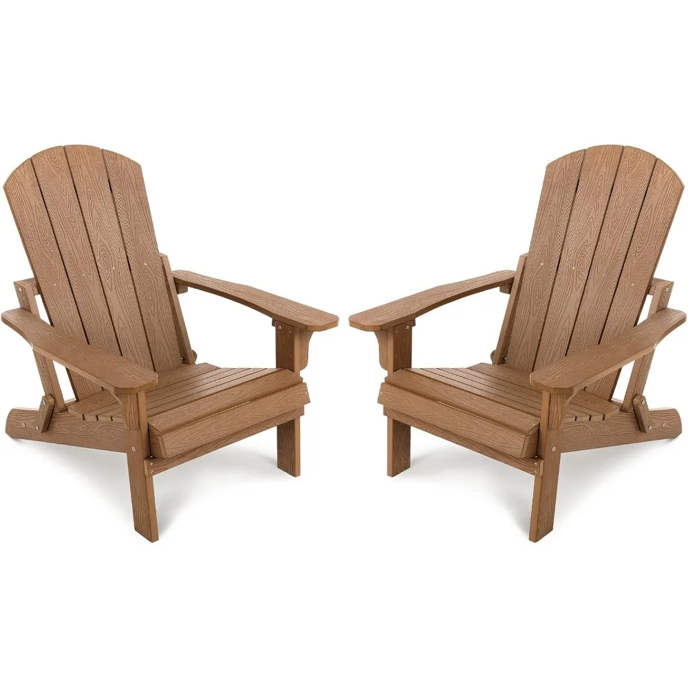 All-Weather Folding Adirondack Chairs Set of 2, 400 lbs Support, Outdoor Plastic Adirondack Chair, for Backyard, Lawn, Beach, G