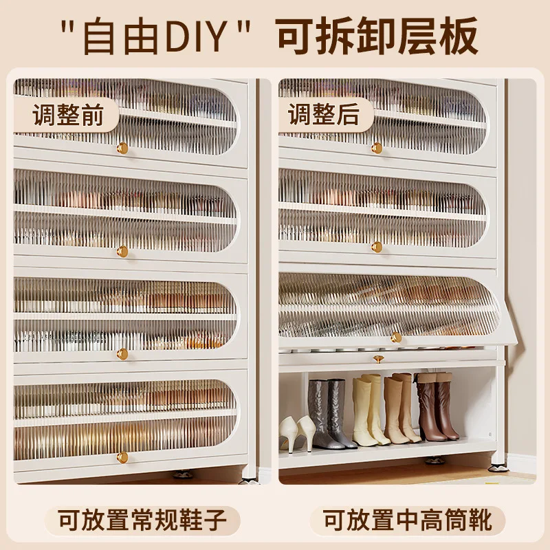 خزانة تخزين الأحذية الفولاذية، خزانة منزلية متعددة الطبقات، سعة كبيرة، رف الأحذية، قطعة أثرية لتخزين الأحذية #4