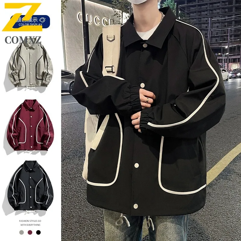 

COMXZ 2025 Mens Jackets Plus Size Spring Trendy Casual Lightweight Windproof Outdoor Camping Travel Coat High Fashion Outerwear