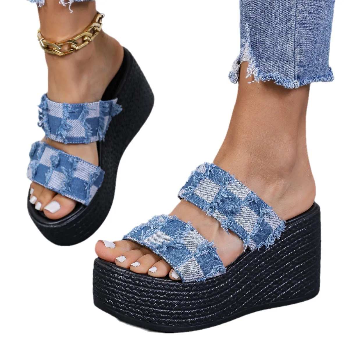 43 Summer Women Sandals New Wedges Slippers Beach Platform Sandals Women Flip Flops Outdoor Trend High Heels Shoes For Women 40