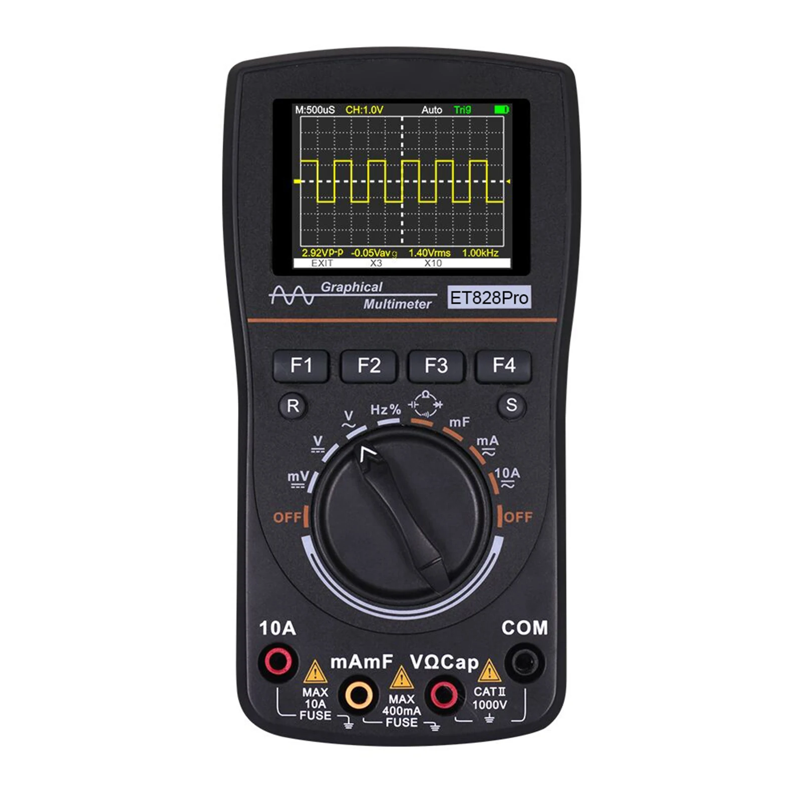 

ET828Pro Intelligent Graphical Digital Oscilloscope 2 in 1 with 2.4 Inches Color Screen 10MHz Bandwidth 50Msps Sampling Rate