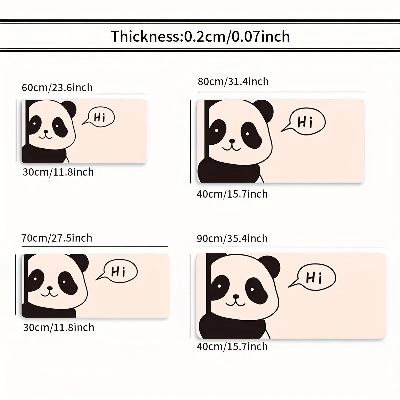 Large Panda Cartoon Mouse Pad - Big Size Anti-Slip Rubber Base, Washable Desk Pad for Gaming Office, Art Design with Hi Greeting