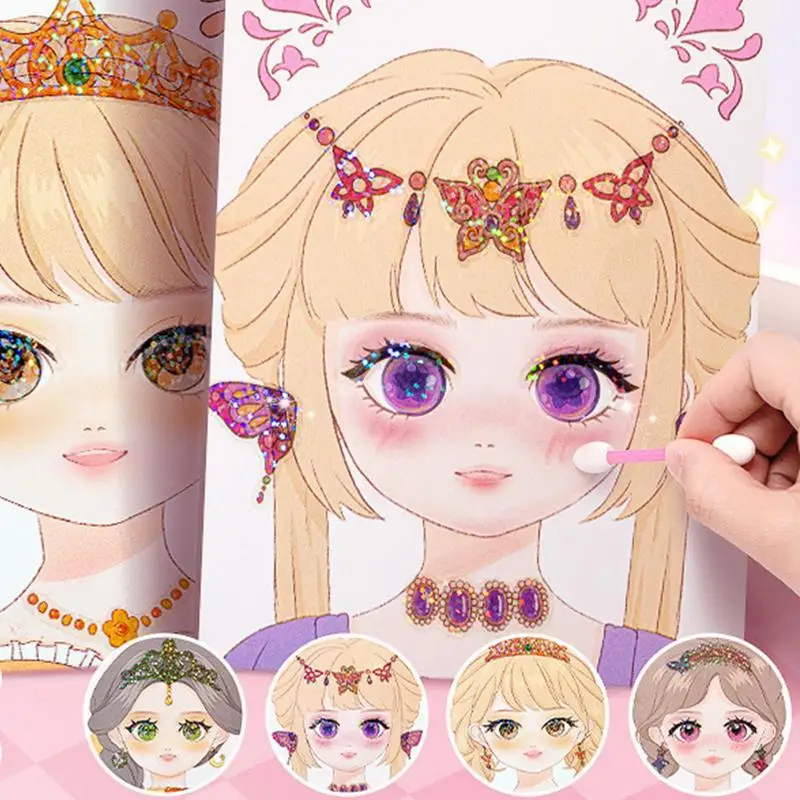 Princess Dress Up Games Sticker Activity Makeup Kit For Girls Fantasy Dress-Up Stickers Kit Toys Relieve Boredom Makeup Game