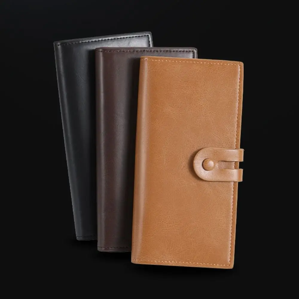 Neue PU Leder männer Brieftasche Lange Stil Hohe Kapazität Retro Geldbörse Schwarz Kaffee ID Karte Halter Männer Frauen