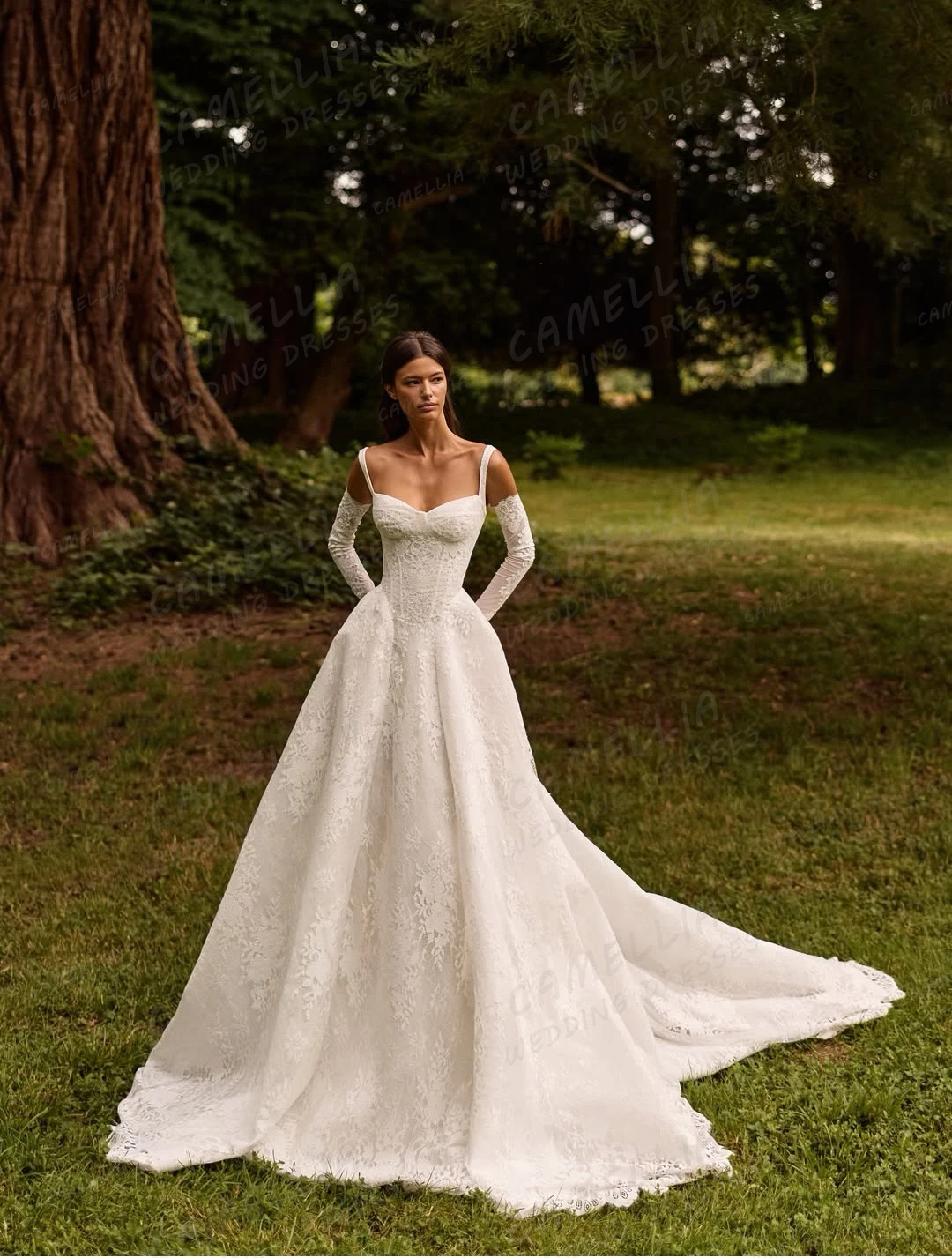 Classic Boho Wedding Dresses Women's A Line Long Sleeve Lace Sweetheart Bridal Gowns Tulle Formal Vestidos De Novia Customized