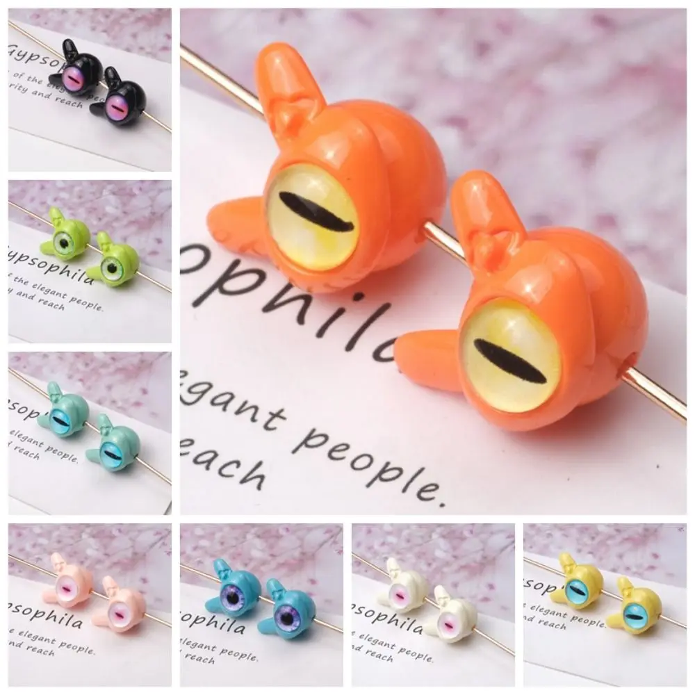 

10 pcs Dopamine Color Cartoon Evil Eyes One-Eyed Beads Rotundity Perforated Bead Colorful Kawaii Pet Necklace DIY Decorations