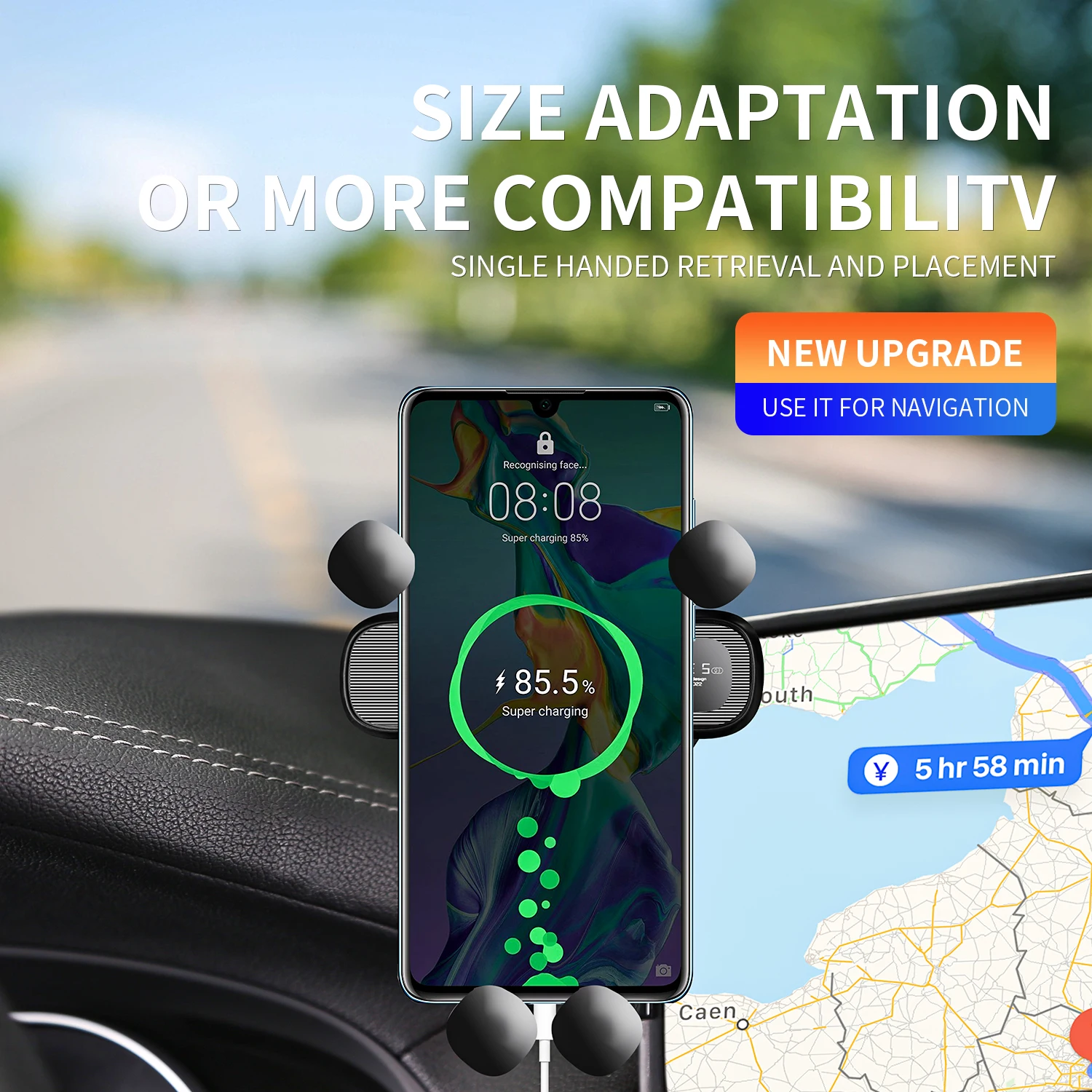 Car Phone Holder & Storage Box Base for Buick VELITE6 18-22,8 Inch Rideshare Version Navigation Screen, No Block to Driver View