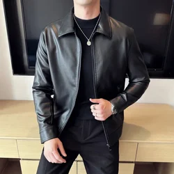 2024 Spring Men Bomber Leather Jacket Fashion Casual Varsity Jacket Unisex Baseball Coats Motorcycle Leather College Jacket