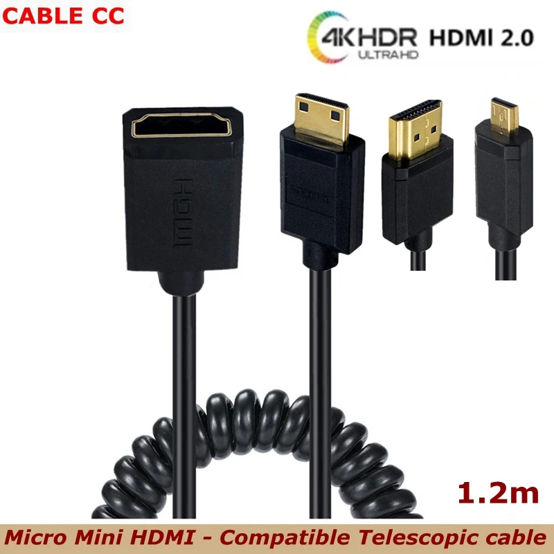 

High-Quality Expansion Spring 4K 60Hz 2.0 Version HDMI-compatible Female Cable to Micro Mini HDMI-compatible Male HD Cable