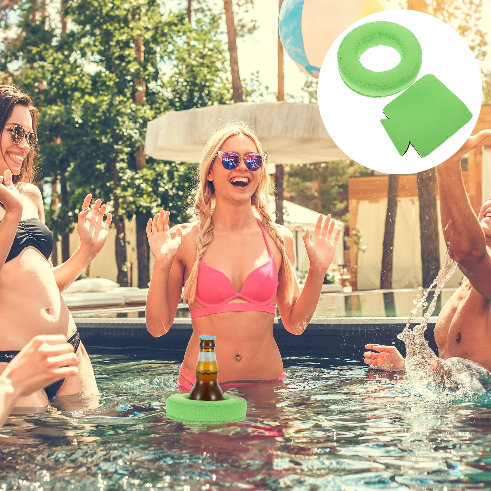 

Floating Drink Holder Set Pool Cup Coasters Tray Neoprene Beverage Reusable Standard Cans Bottles Swimming Beach Lake