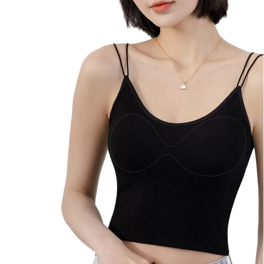 

Антилегкий тонкий плечевой ремень из чистого хлопка с резьбой, нагрудный жилет, красивый жилет на бретельках на спине, женская верхняя одежда с тонкой накладкой на грудь