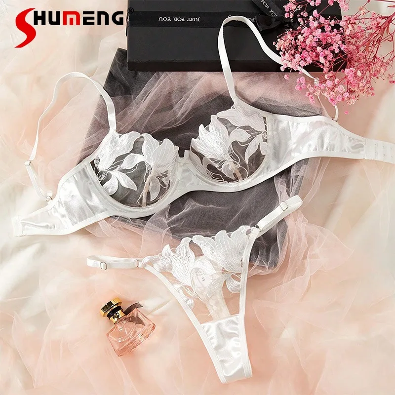 

See Through Temptation Lingerie Set Female Street Wear Mesh Lace Sexy Brief Suits Women's Japanese Style Underwear Sets