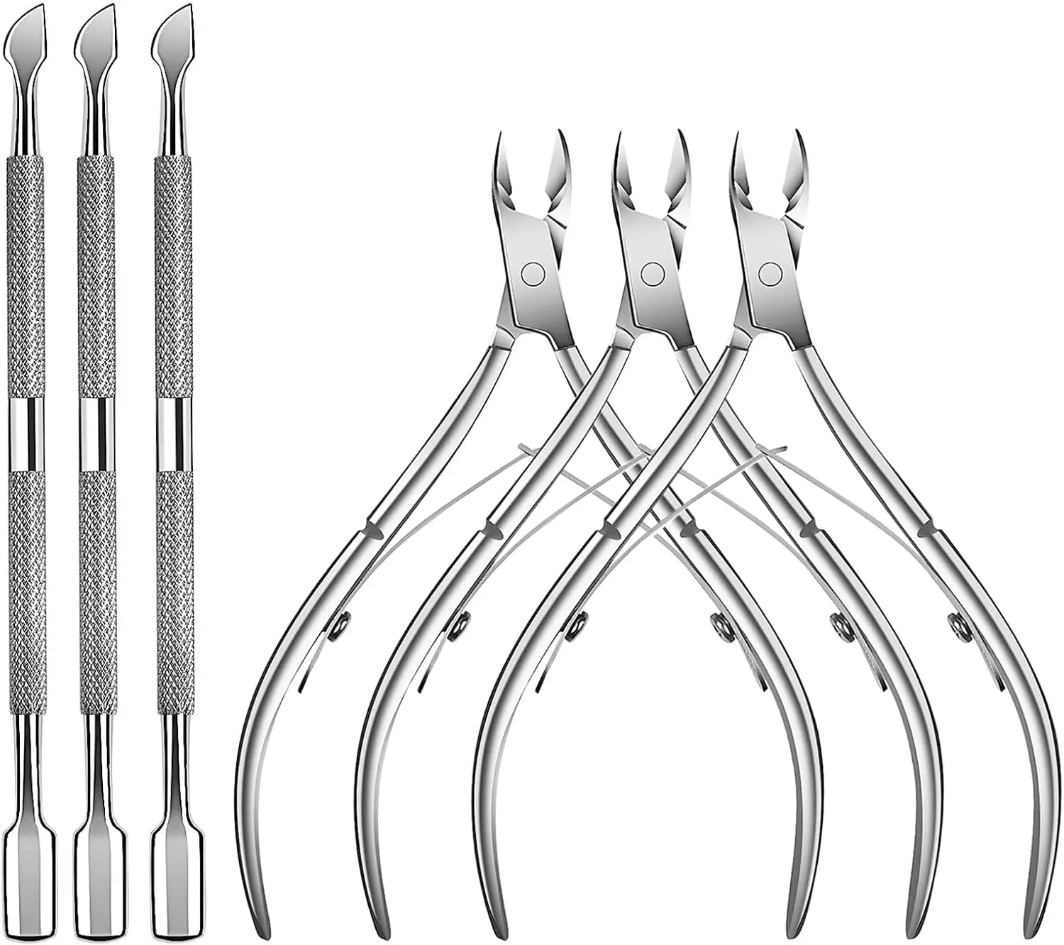 

6 Pcs Cuticle Trimmer Set - Stainless Steel Nippers & Pusher for Manicure & Pedicure