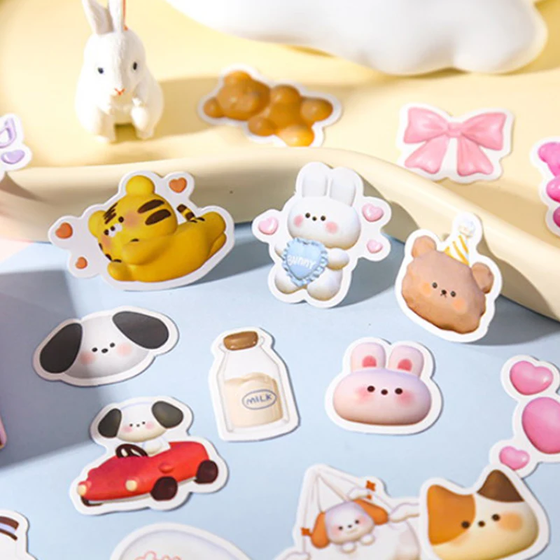 

50 PCS Kawaii Marshmallow Animal Decorative Stickers Scrapbooking Material Label Diary Stationery Album Phone Journal Planner