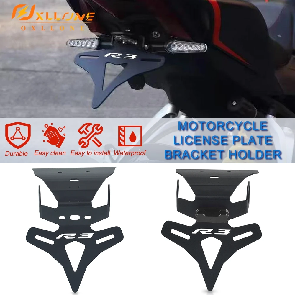 

For YAMAHA YZF-R3 YZF-R25 MT03 MT25 YZF R3 R25 2019-2025 Rear License Plate Holder Bracket with Light 2024 2023 2022 2021 2020