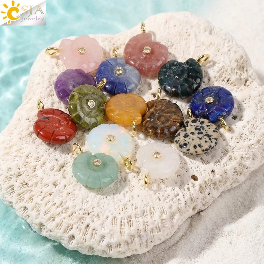 Carving Snail Crystal Pendant Necklace Natural Stone Amethyst Rock Crystal Conch Shape Pendants for Making DIY Accessories H866