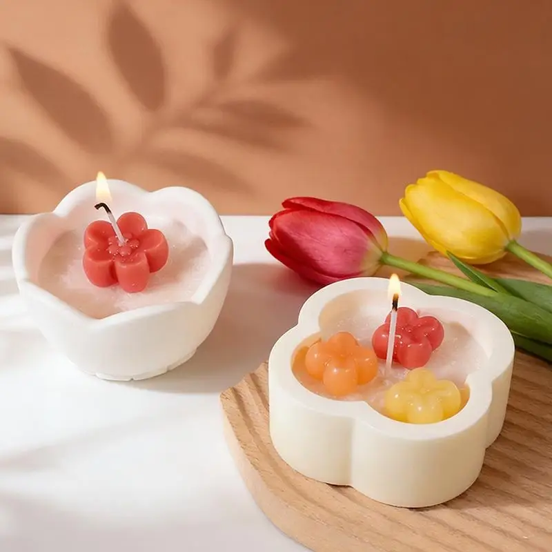 Flower Silicone Mold Set for Artistic Candle Making Craft Kits with Durable Resin Casting Molds for DIY Projects
