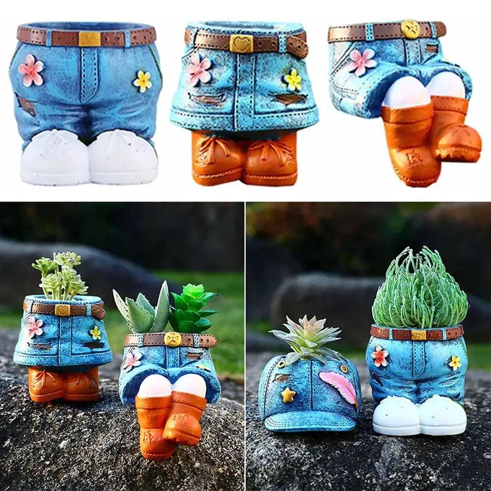 

Denim Pants Flower Pot High-quality Resin Home Ornament Plant Pot Pastoral Styles Plant Containers