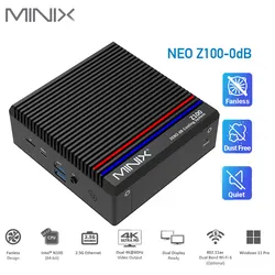 MINIX NEO Z100-0DB Fanless Mini Pc Portable Laptop Gamer Intel N100 8G 16G DDR4 3200MHz 256G 512G SSD Wifi6 Gaming Computer