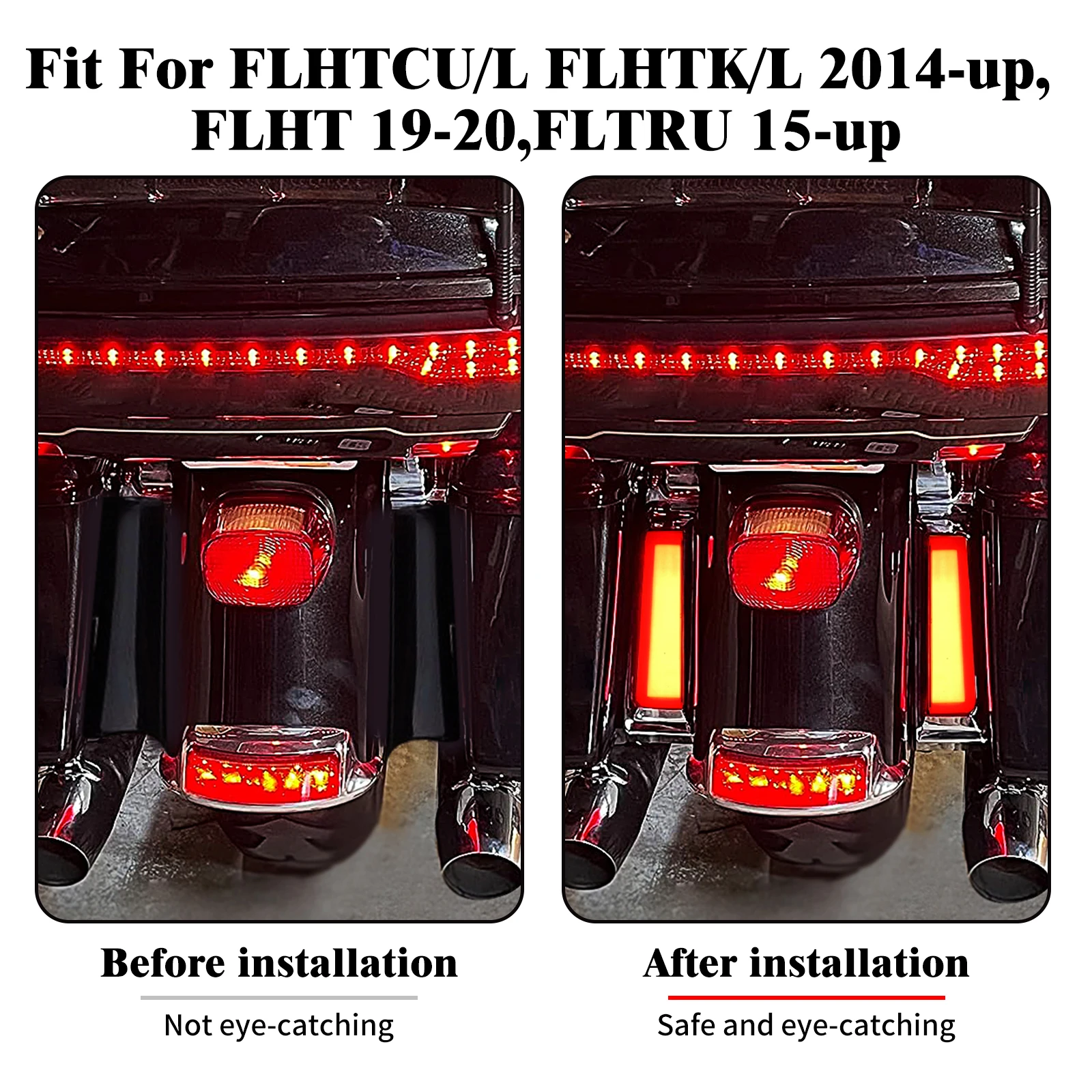 Motorcycle LED Rear Fender Inserts Lights Saddlebag Filler Strip Lamp For Harley Touring FLTRU 15-Up FLHTCU/L 14-Up FLHT 19-20