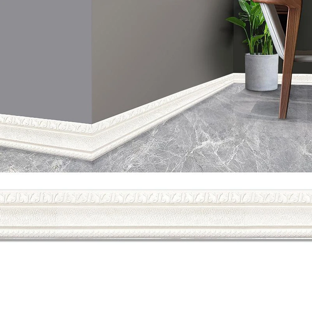 Self Adhesive Wall Trim Line Skirting Border 3D Foam Wall Edge Strip Waterpraof Baseboard WallpaperSticker Home Decoration