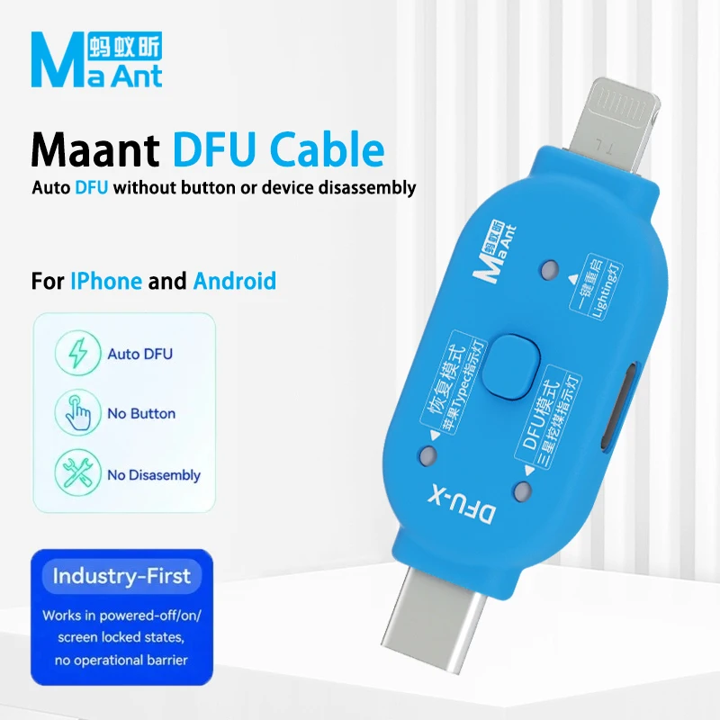 Maant DFU-X Cable One Click DFU Data Restart IPhone Android Enter Recovery Mode Firmware Flash for Phone Repair Tool Lanrui V587