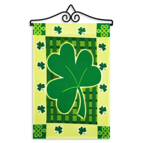 Garden Flag Large Clover 12x18IN & Hanger 14IN Printed Poly