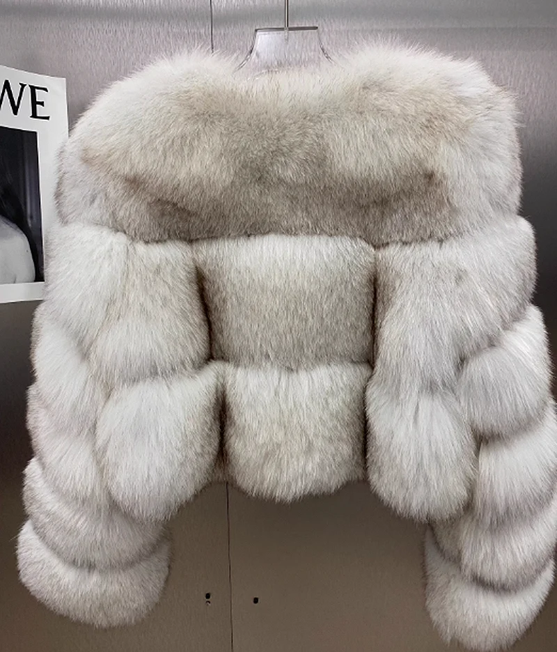 Fox Fur Coat for Women, Short High Waist, Long Sleeve, 100% Natural Fox Fur Jacket, High Quality, Sexy Fashion, Winter