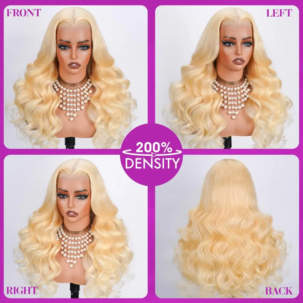 200 الكثافة 613 شقراء شعر مموج شعر مستعار قبل قطعها 13x6 Hd الدانتيل الباروكات الأمامية 32 36 بوصة العسل الملونة 100% خصلات الشعر المستعار الإنسان