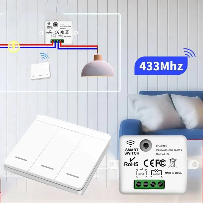 433Mhz Smart Wireless Switch RF Self-Powered Push Button Wall Panels Remote Controller Light Switch Wall Switch