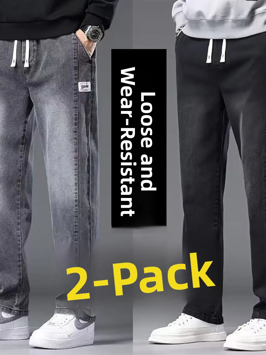 

Retro Waed Loose Straight Leg Jeans Men's Workwear Trousers Wear Resistant Labor Protection for Autumn Winter Casual Cotton...