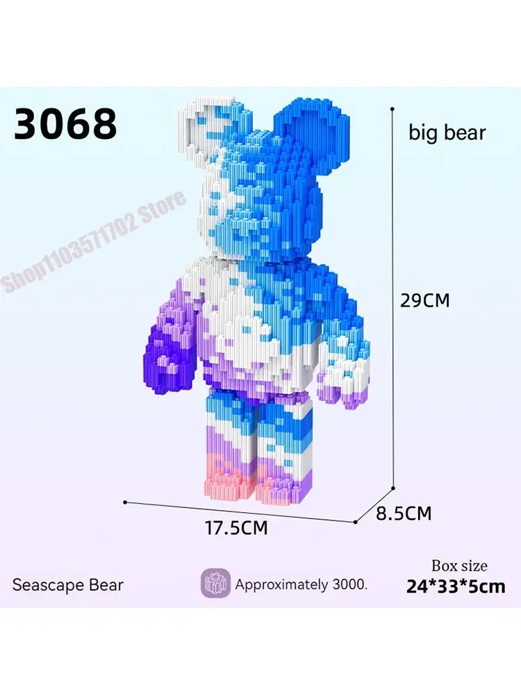 

Kids Toys Cartoon Mini Love Violent Bear Bearbrick Model with Light DIY Building Block Micro Bricks Christmas Birthday Gift