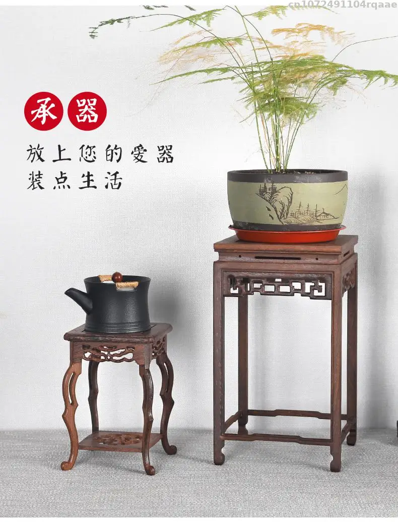 9-12cm Diameter Wooden Base Retro Tea Sets Pedestal Crafts Vase Flower Pot Plant Decorative Shelves Incense Buddha Display Stand