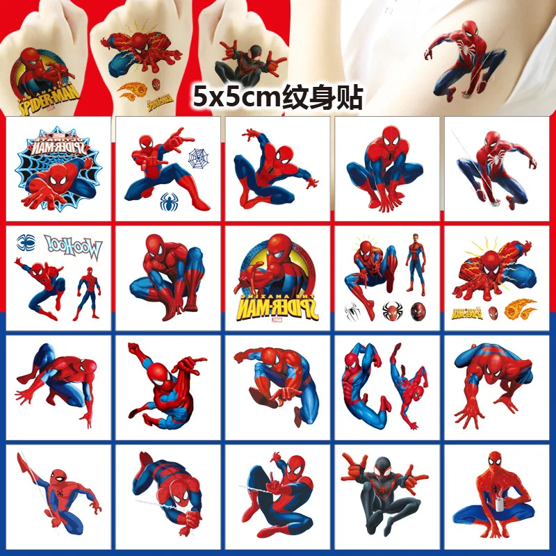 Marvel Spiderman Tattoo Sticker Action Figure Anime Deadpool Avengers Waterproof Toys for Children Birthday Gift