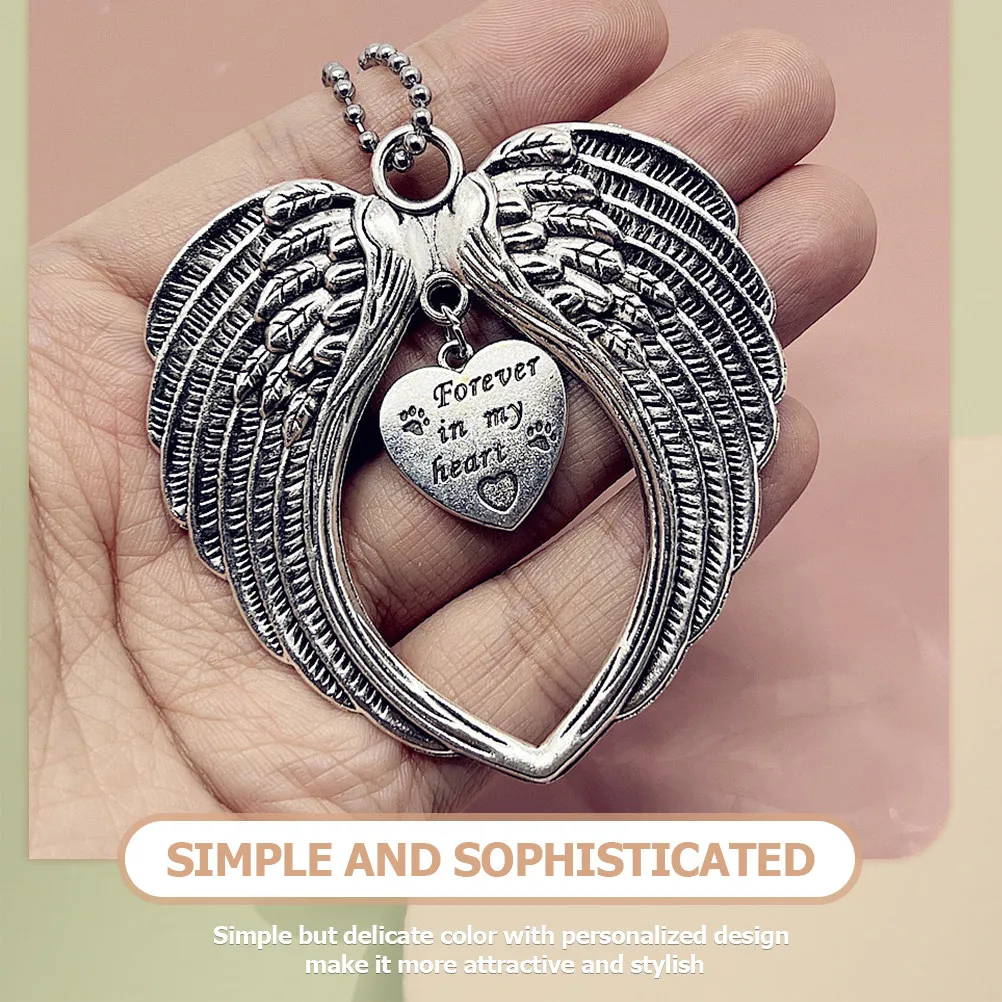 

Heart-Shaped Wing Pendant Angel Car Ornament Rearview Mirror Hanging Decor Alloy Metal Charm Gift For Birthday Wedding