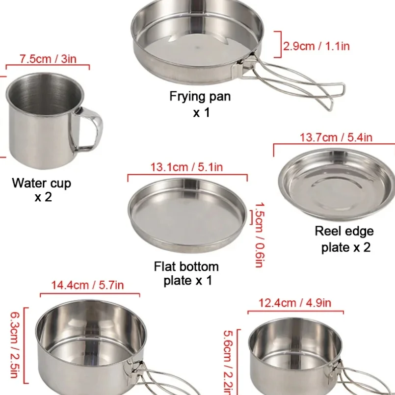 8pcs/Set Camping Cookware Mess - Camping Cooking Mess Kit recension och pris