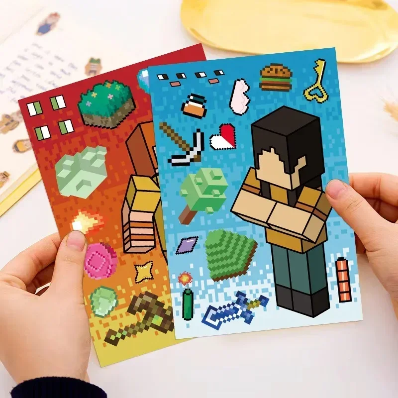 مجموعة ملصقات ماين كرافت مكونة من 8 قطع - شارات كرتونية كلاسيكية يمكنك صنعها بنفسك لأجهزة الكمبيوتر المحمول وحافظة الهاتف والأمتعة وسجل القصاصات (هدية قرطاسية لطيفة)