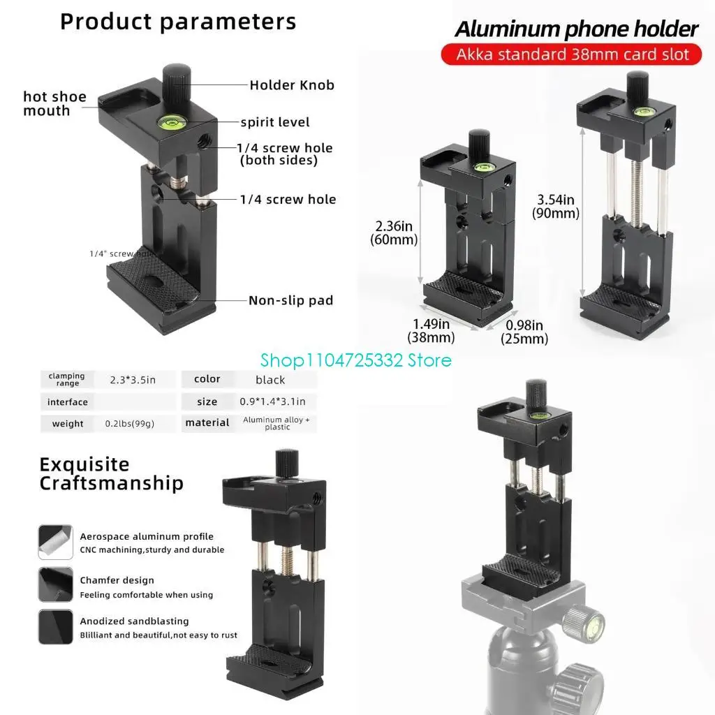 

P5EA Cellphone Tripod Mount, Universal Tripod Phone Mount with Cold Shoes,Camera Hot Shoe Phone Mount Tripod Holder Adapters