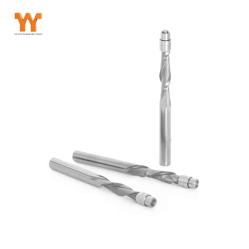 youyuew 1SPCS 6mm6.35mm Shank Solid Carbide Bearing Guided Two Flute Flush Trim Router Bits Woodworking Milling Cutters End Mill