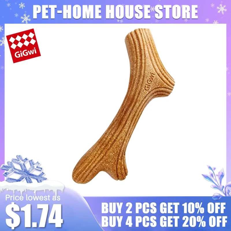 GiGwi Dog Chew Toy Real Wood Powder PP Dog Interactive Toy Tree Branch Dog Dental Chews Stick Pet Chewing Toys  Bone Dogs Gift