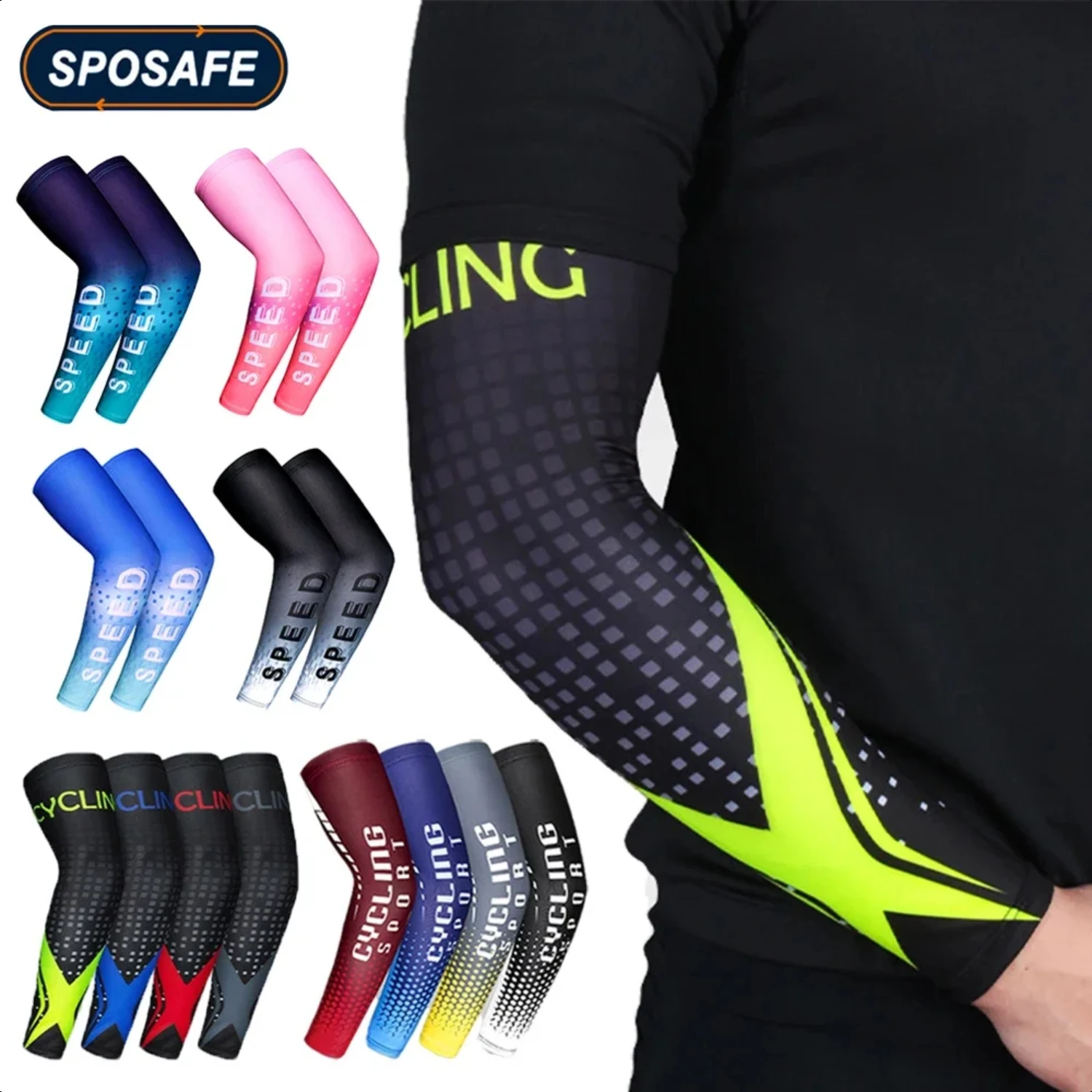 1Pair Sports Cycling Arm Sleeves Anti-UV Sun Protection UPFArm Compression Cover  Running Basketball Football Fishing