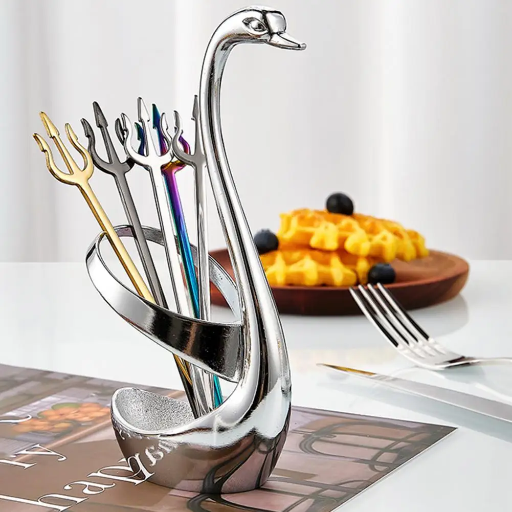 Fruit Fork Anti-rust Reused Elegant Picking Multicolor Tableware Mirror Polish Stainless Steel Metal Dessert Fork Kitchen Tools