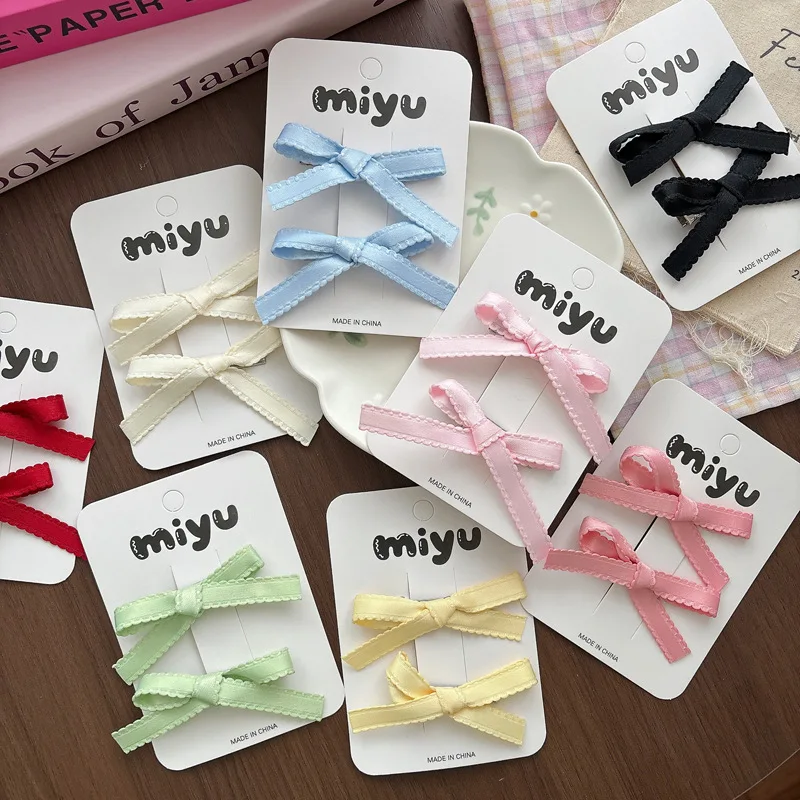 

Набор из 2 заколок для волос в балетном стиле с милыми бантиками, для девочек и детей, универсальные заколки для челки, модные зажимы для малышей