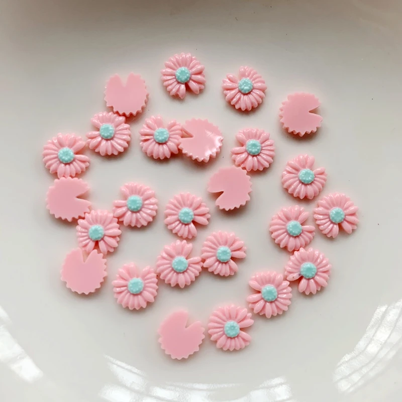 50Pcs 8MM Chrysanthemum Resin Decoration Crafts Flatback Cabochon Scrapbook Diy Embellishments Accessories nail art decorations