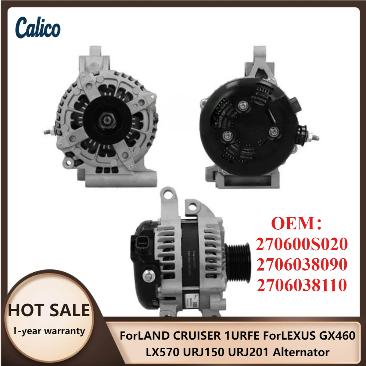 

High Quality ForLAND CRUISER 1URFE ForLEXUS GX460 LX570 URJ150 URJ201 Alternator 270600S020 2706038090 2706038110