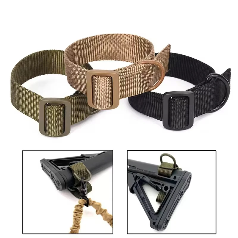 Outdoor Butt Stock Sling Gun Sling Loop Adapter Adjustable Nylon Shoulder Strap with D Ring EDC Belt Attachment for Hunting