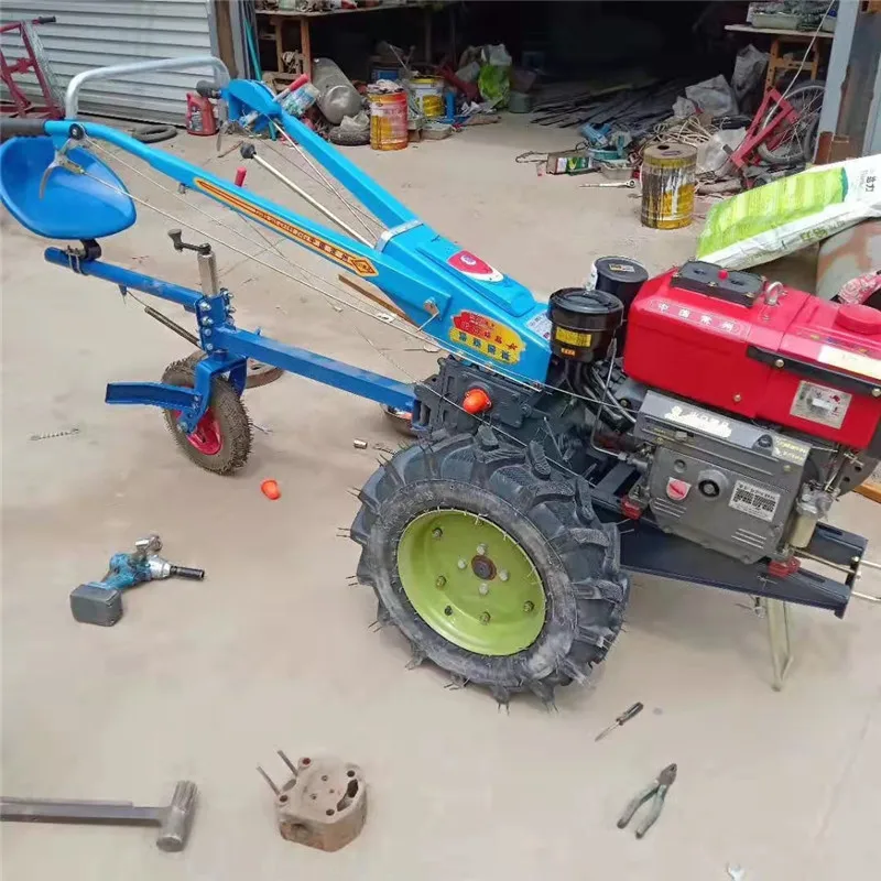 SYNBON Farm Small Diesel 2 Wheel Plough Dozer Walking Hand Tractor