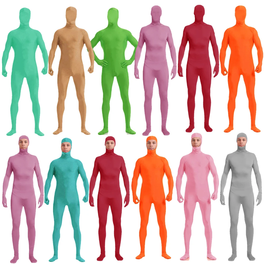 Combinaison Zentai Invisible de couleur fluorescente, Costume de Cosplay, body serré pour Halloween, combinaison extensible qui disparaît