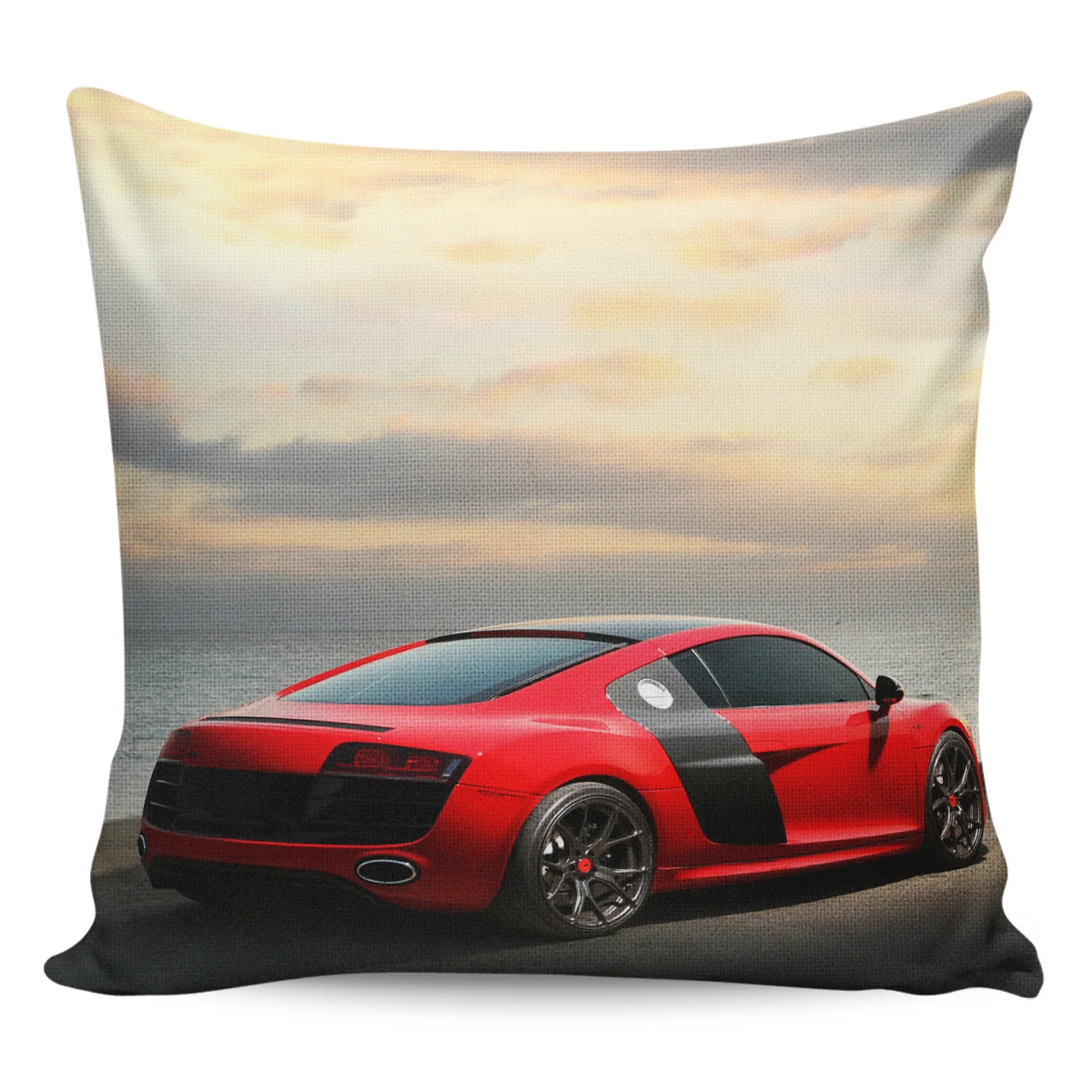 2/4PCS Waterproof Pillow Cover Red Racing Car Sea View Square Throw Pillowcase Home Decorations Home Sofa Cushion Cover